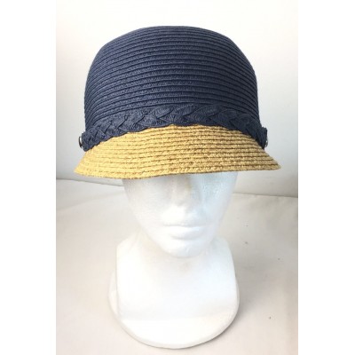 's  Hat Jaclyn Smith Blue Straw Beige Brim Cap   eb-16692955
